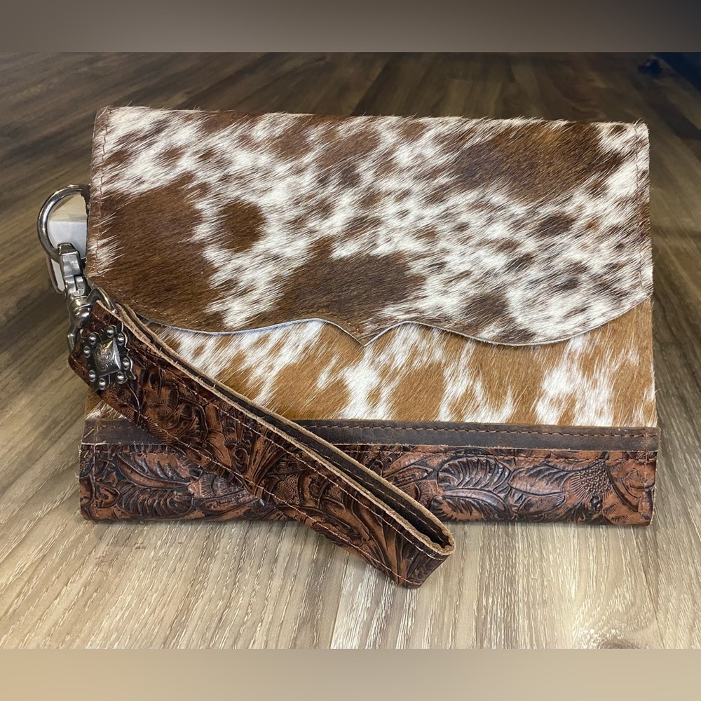 Western Cow Hide Oversized Wallet/Clutch